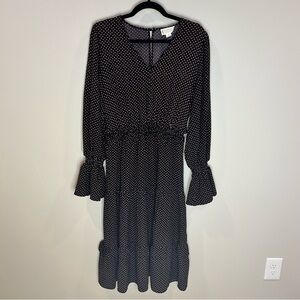 Love Riche Smocked Maxi Dress, Black With Red, Medium, NWOT